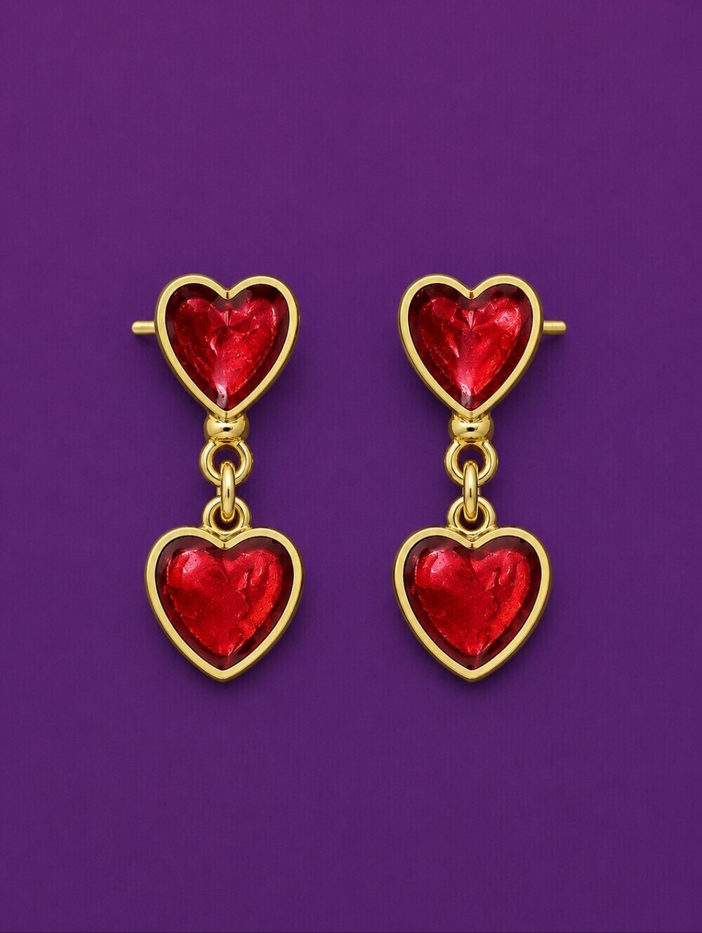 3/$30 Red Enamel Hearts Coquette Dangle Post Earrings
